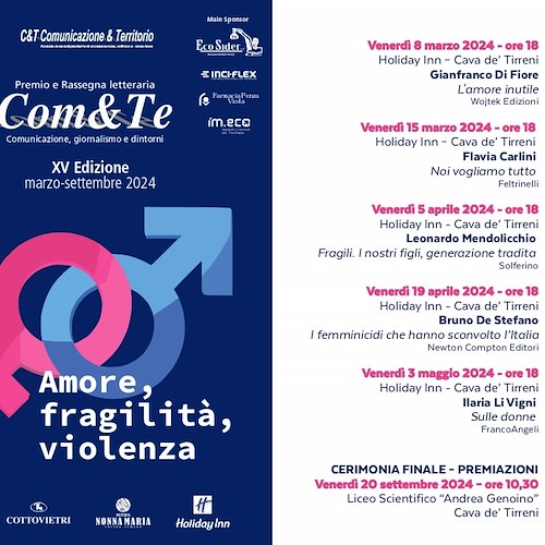 Cava de’ Tirreni, 8 marzo la XV edizione della rassegna letteraria "Premio Com&Te"