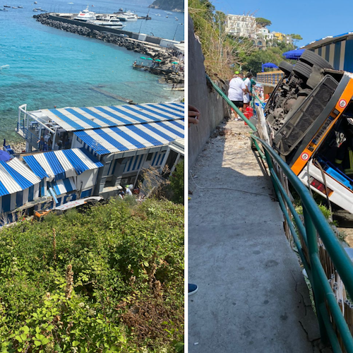 Tragedia a Capri: minibus esce di strada e cade sul lido, un morto e 28 feriti