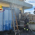 Incendio al supermercato Lidl di Pontecagnano: a fuoco il compattatore del cartone