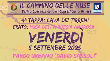 "Il Cammino delle Muse" fa tappa a Cava de' Tirreni: appuntamento il 5 settembre al Parco Sassoli 