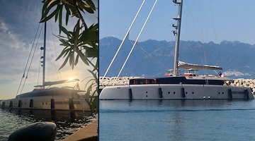Il catamarano più grande del mondo ormeggiato a Salerno Marina D'Arechi