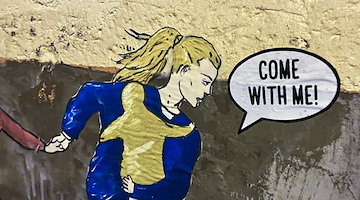 Przemyśl, la nuova opera della street artist Laika dal titolo "Come with me - All Refugees Welcome"