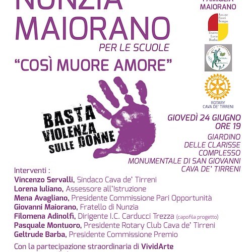 A Cava de' Tirreni la prima edizione del Premio Nunzia Maiorano [PROGRAMMA]