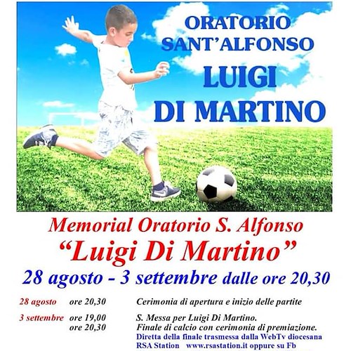 A Cava de' Tirreni partito il memorial per il piccolo Luigi Di Martino: 3 settembre la finalissima all'oratorio di Sant'Alfonso