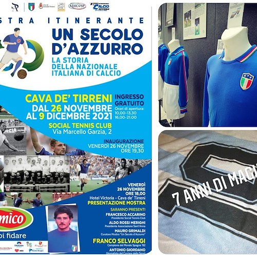 A Cava de' Tirreni torna la mostra "Un Secolo d'Azzurro", tra le novità la coppa di Euro 2020 ed uno spazio su Maradona 