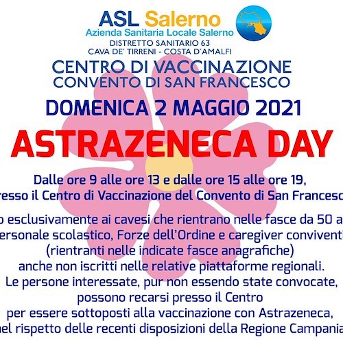 A Cava de' Tirreni un nuovo "AstraZeneca Day", vaccini per cavesi dai 50 ai 79 anni
