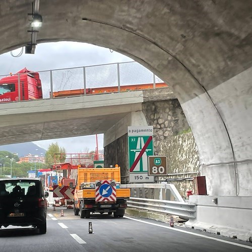 A3, per lavori a galleria "Porta Ovest" chiusa corsia di sorpasso tra svincoli Salerno-Cava de' Tirreni