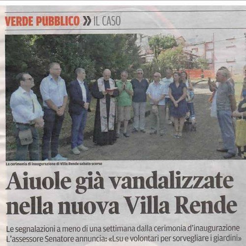 Aiuole vandalizzate a Villa Rende: arriva la smentita del sindaco Servalli