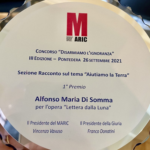 Alfonso Maria Di Somma di Cava de' Tirreni primeggia al premio letterario e culturale “Disarmiamo l’ignoranza”