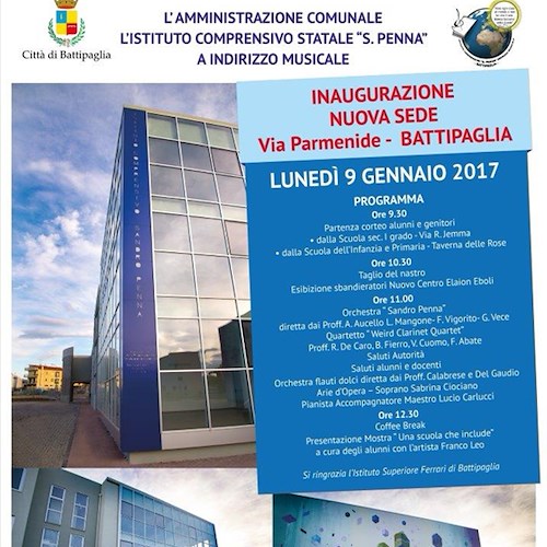 Battipaglia, lunedì 9 gennaio l'inaugurazione del nuovo Istituto Comprensivo Sandro Penna