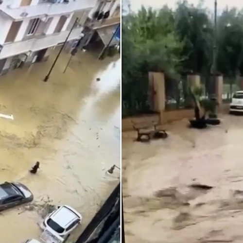 Bomba d'acqua si abbatte su Agropoli: strade allagate e disagi 
