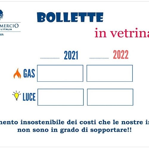 Caro energia, commercianti mettono le bollette in vetrina per protesta. L'iniziativa di Confcommercio 