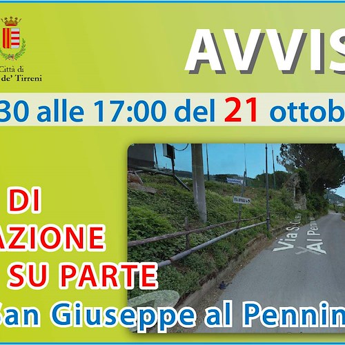 Cava de' Tirreni: 21 ottobre divieto circolazione e sosta a San Giuseppe al Pennino [ORARI]