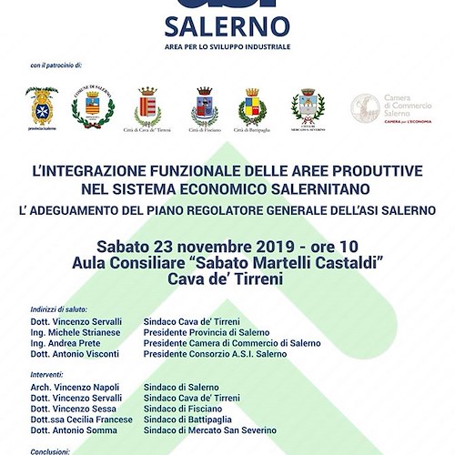 Cava de' Tirreni: 23 novembre convegno dell'ASI Salerno