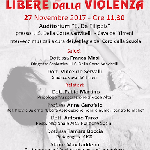 Cava de' Tirreni, 27 novembre iniziativa "Libere dalla violenza"