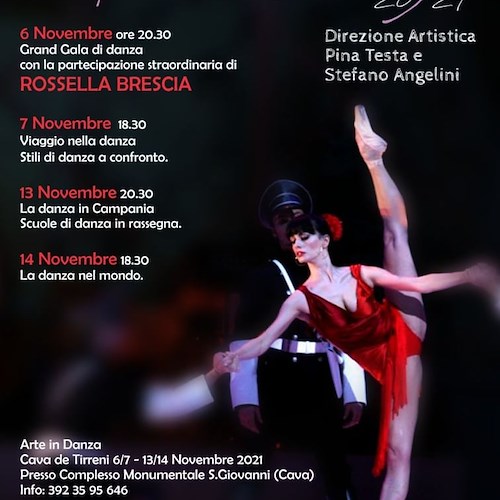 Cava de' Tirreni, a novembre l'evento "Arte in Danza": Rossella Brescia ospite d'onore