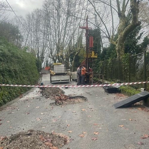 Cava de' Tirreni, frana in via Rotolo: iniziati i sondaggi geologici prima della messa in sicurezza 