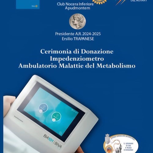Cava de’ Tirreni: il Rotary Distretto 2101 dona un impedenziometro all’Ospedale Santa Maria Incoronata dell’Olmo
