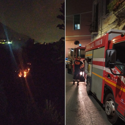 Cava de' Tirreni, incendio a San Cesareo: fumo acre investe la frazione [FOTO]