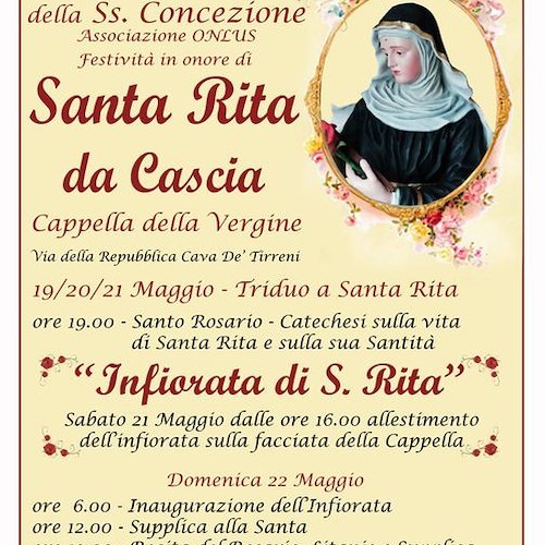 Cava de' Tirreni, la festa di Santa Rita torna alla normalità dopo la pandemia / PROGRAMMA 