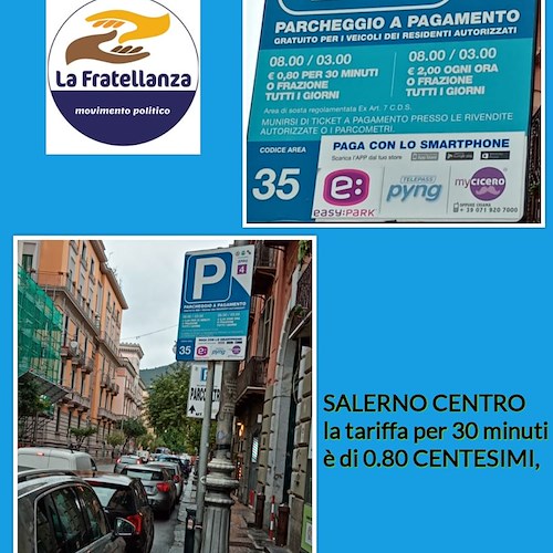 Cava de' Tirreni, "La Fratellanza" riaccende polemica sul piano di sosta: «A Salerno centro solo 0,80 centesimi per mezz'ora»