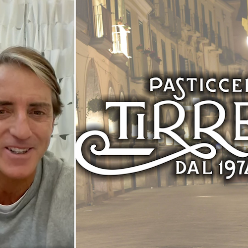 Cava de' Tirreni, la Pasticceria Tirrena conquista Roberto Mancini. Il Ct azzurro saluta i fratelli Tagliaferri