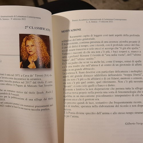 Cava de' Tirreni, la poetessa Stefania Siani protagonista al Premio Internazionale “Seneca”