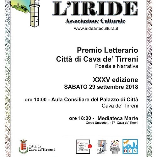 Cava de' Tirreni, sabato 29 giornata conclusiva del Premio Letterario Iride 