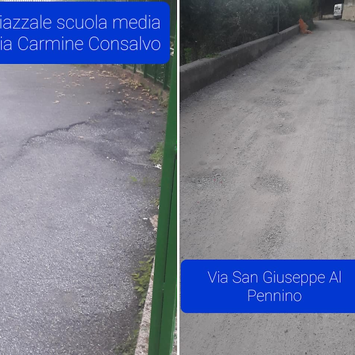 Cava de' Tirreni, strade dissestate e pericolo viabilità nei pressi della scuola media: la segnalazione de "La Fratellanza"