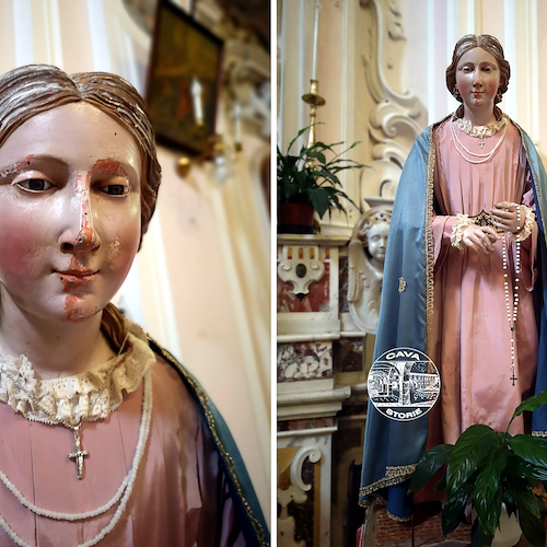 Cava, la statua di S. Maria del Rosario torna dopo decenni alla parrocchia della SS. Annunziata