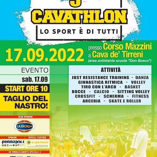 "Cavathlon: lo sport è di tutti": 17 settembre il taglio del nastro 