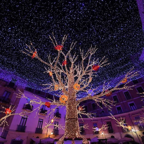 Con l'accensione dell'albero di Natale al via "Luci d'Artista 2022", Sindaco: «Da Salerno messaggio di speranza e di luce»