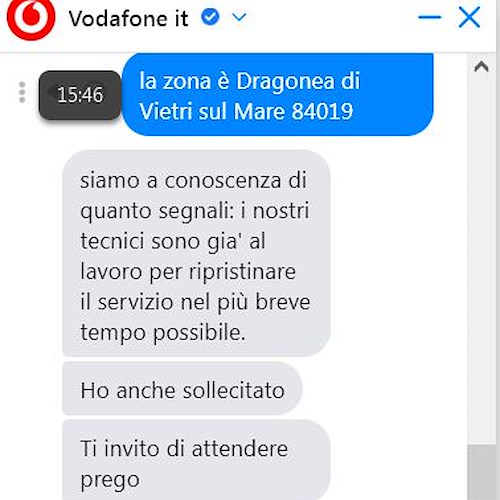 Disservizi Vodafone a Vietri sul Mare, Comitato Civico Dragonea diffida operatore telefonico a mezzo PEC