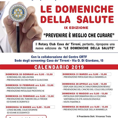 "Domeniche della Salute": 10 marzo nuovo appuntamento a Cava de' Tirreni