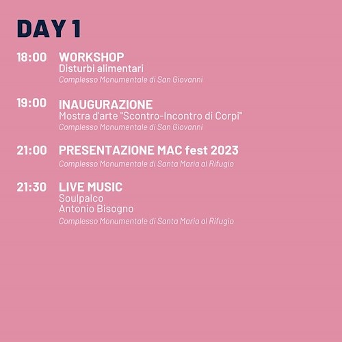 MAC Fest 2023 Cava de' Tirreni, programma