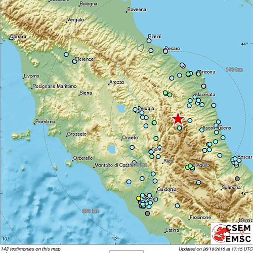 Forte scossa di terremoto in tutto il Centro Italia, avvertita da Roma a Pesaro