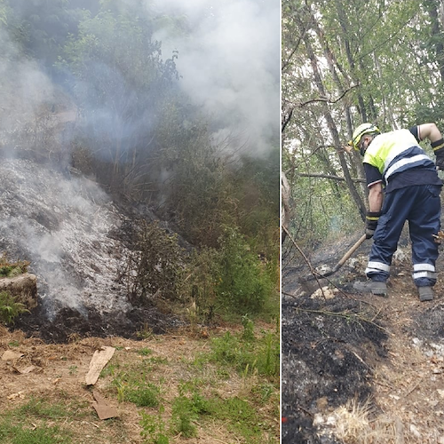 Incendio a Cava de' Tirreni: Protezione Civile in azione in località Sant'Antuono