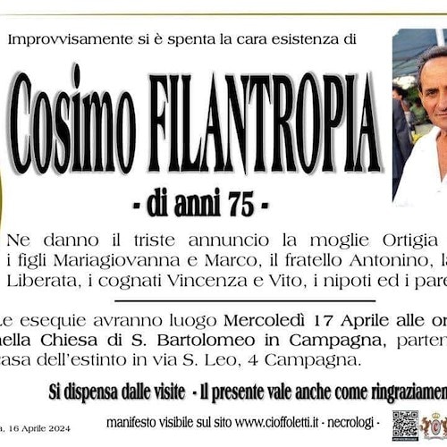 Manifesto funebre di Cosimo Filantropia
