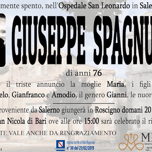 Necrologio Giuseppe Spagnuolo
