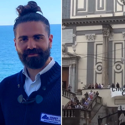 Napoli, folla commossa ai funerali di Emanuele Melillo: l'ultimo saluto all'autista morto a Capri