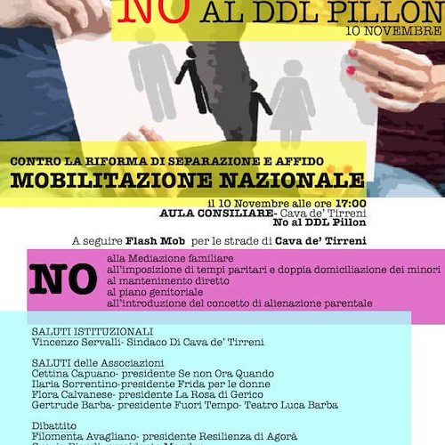 “No al ddl Pillon”: 10 novembre convegno a Cava de' Tirreni
