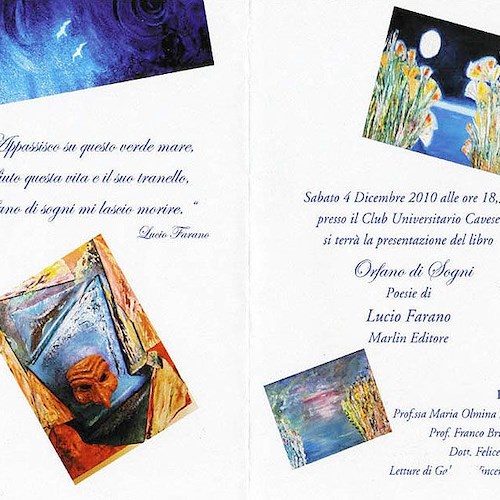 "Orfano di sogni", le poesie di Lucio Farano