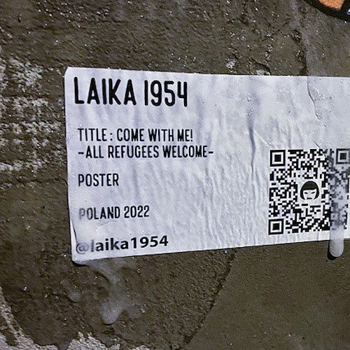 Przemyśl, la nuova opera della street artist Laika dal titolo "Come with me - All Refugees Welcome"