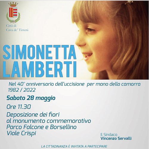 Quarant'anni fa la piccola Simonetta morì per mano della Camorra, Sindaco Cava de' Tirreni: «Non la dimenticheremo mai»