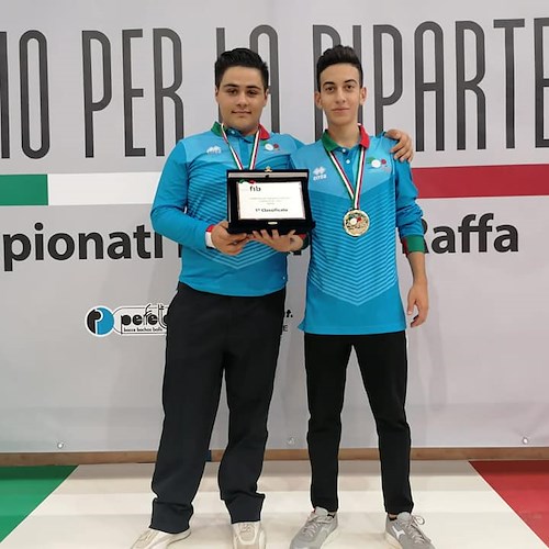 Raffa, il cavese Francesco e lo scafatese Alfonso campioni Italiani Under 18 nella specialità Coppia