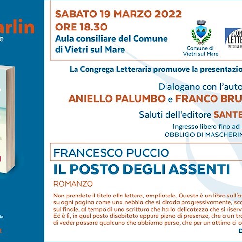 Sabato il cavese Francesco Puccio presenta a Vietri sul Mare il romanzo "Il posto degli assenti"
