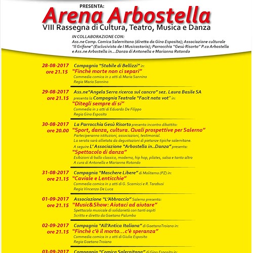 Salerno, al via l'ottava edizione dell'Arena Arbostella [PROGRAMMA]