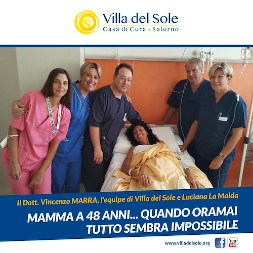 Salerno, parto eccezionale a Villa del Sole: mamma a 48 anni dopo lungo periodo infertilità<br />&copy; Villa del Sole di Salerno