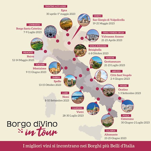 Torna "Borgo diVino in Tour" con l'edizione 2023: tappa anche a Vietri sul Mare 
