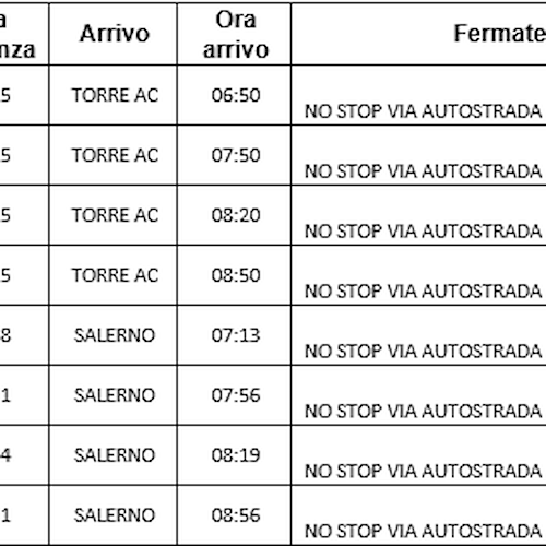 Trenitalia, otto nuove corse bus tra Salerno e Torre Annunziata Centrale